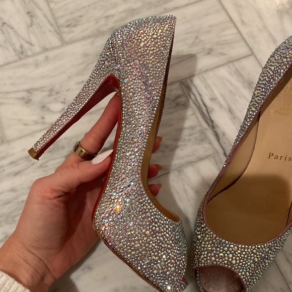Christian Louboutin Swarovski Crystal Embellished Peep Toe size 39 - Picture 10 of 10